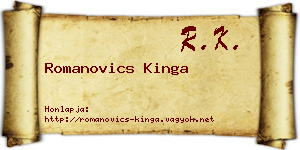 Romanovics Kinga névjegykártya